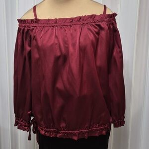 Zenobia Off-Shoulder Burgundy Blouse